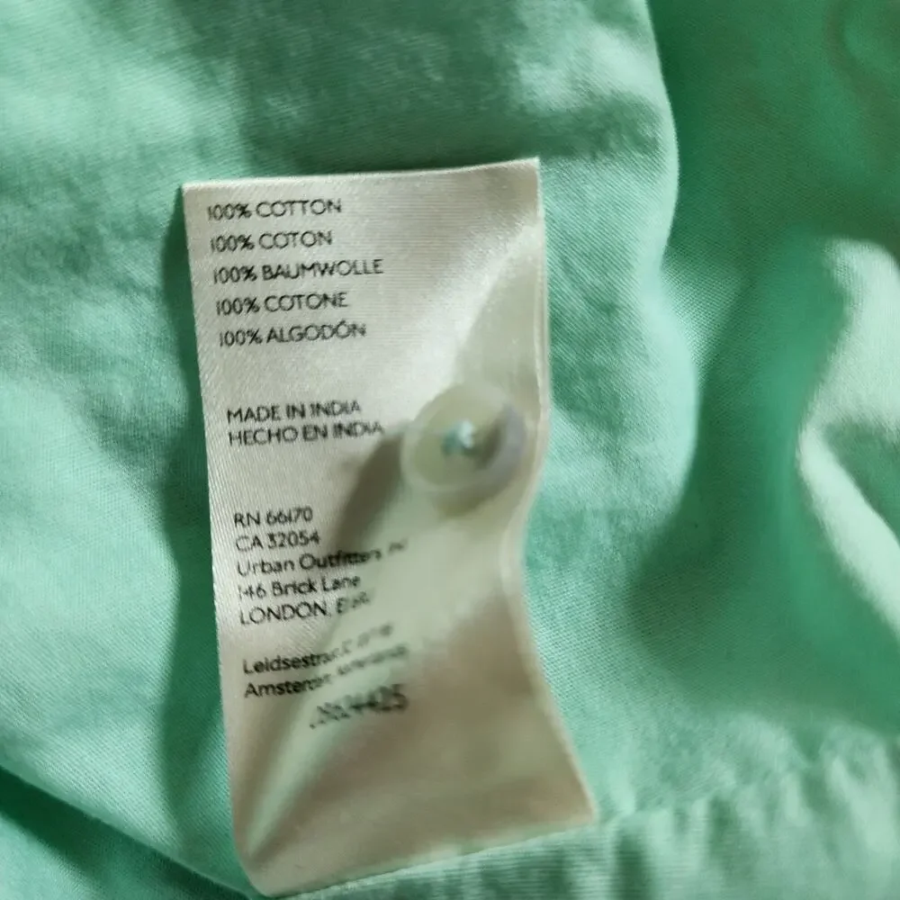 MAEVE by Anthropologie Size XL Mint Green 100% Cotton Tiered Popover Shirt Dress